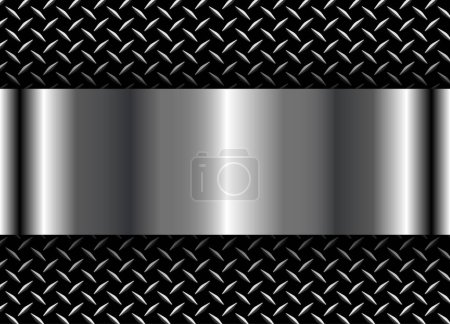 Illustration for Background 3D silver black metallic, 3d vector design with diamond plate sheet metal texture. - Royalty Free Image