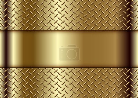 Illustration for Gold metal background with diamond plate texture pattern, shiny golden texture, vector illustration. - Royalty Free Image