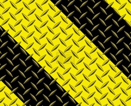 Ilustración de Fondo de superficie de hierro amarillo negro con patrón de textura de placa de diamante, diseño industrial de tecnología, ilustración vectorial. - Imagen libre de derechos