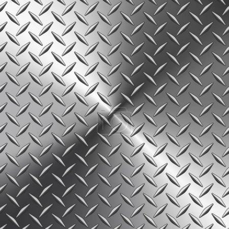 Ilustración de Fondo de textura de acero pulido en plata, degradado metálico cromado radial brillante con textura de placa de diamante, diseño de metal brillante vectorial. - Imagen libre de derechos