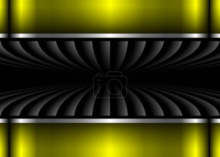 Fond motif rayé noir doré, lignes 3d design abstrait symétrique fond sombre minimal pour la présentation de l'entreprise, illustration vectorielle.