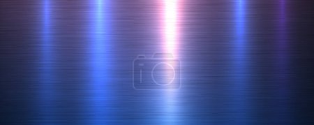 Ilustración de Textura metálica azul púrpura con patrón de metal cepillado, fondo industrial y tecnológico de acero brillante, ilustración vectorial. - Imagen libre de derechos