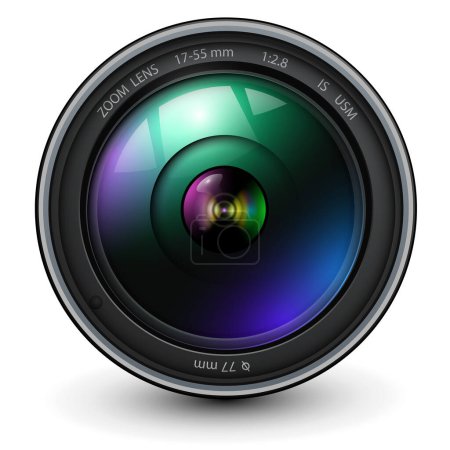 Téléchargez les photos : Objectif photo appareil photo, illustration vectorielle réaliste icône 3d. - en image libre de droit