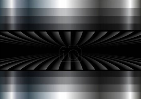 Téléchargez les photos : Fond motif rayé noir, 3d lignes design abstrait symétrique fond sombre minimal pour la présentation de l'entreprise, illustration vectorielle. - en image libre de droit