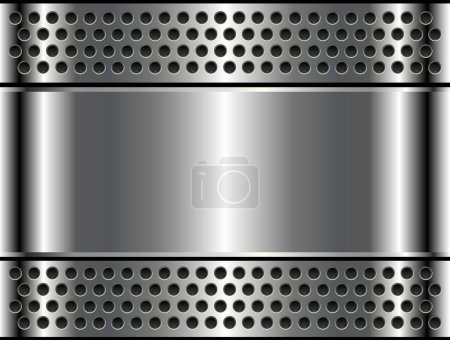 Foto de Fondo de metal plateado con patrón punteado, fondo de metal cromado con textura perforada, ilustración vectorial 3d. - Imagen libre de derechos