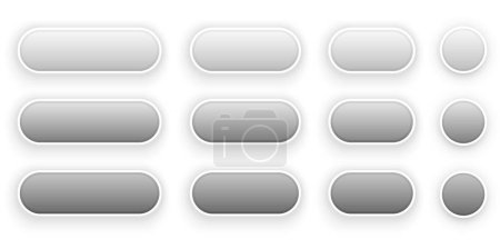 Ilustración de Botones blancos y grises para interfaz de usuario, diseño moderno 3D simple para móviles, web, redes sociales, negocios. Juego de iconos de interfaz de usuario de estilo mínimo, ilustración vectorial. - Imagen libre de derechos