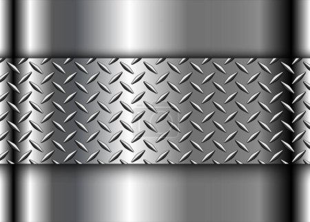 Téléchargez les photos : Argent chrome fond métallique avec motif de texture de plaque de diamant, illustration vectorielle. - en image libre de droit