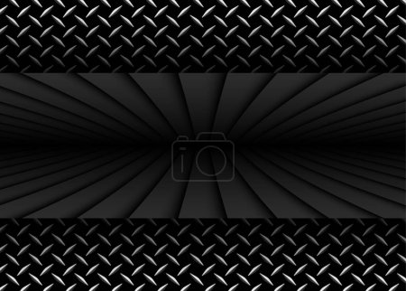 Téléchargez les photos : Fond noir abstrait avec motif de lignes 3D, architecture symétrique illustration de fond vectoriel rayé minimal pour la présentation de l'entreprise - en image libre de droit