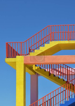 Photo for Abstract Summer Colors. Colorful Stairs Against Blue Sky - Royalty Free Image