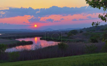 Photo for Spring Sunset on Danube Delta in Romania - Royalty Free Image
