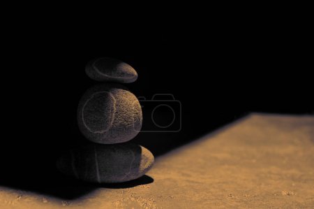 Photo for Abstract Balanced Pebbles Stones and Shadow - Royalty Free Image