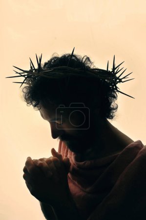 Concept Jesus Christ Portrait with crown of thorns 