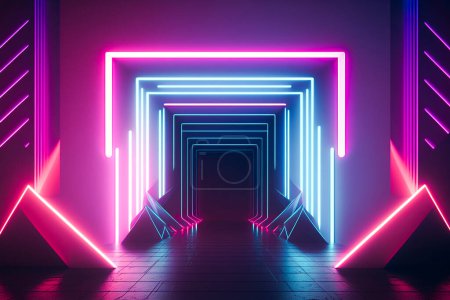 Photo for Neon lights abstract background, 3d rendering - Royalty Free Image