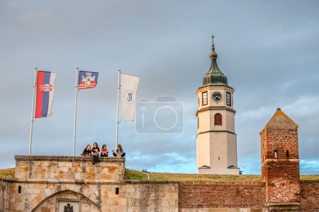 Photo for 02 December 2023, Belgrade, Serbia: Explore the historic charm of Belgrade's Kalemegdan Fortress, where the iconic Sahat Kula clock tower stands tall amidst the bustling park. - Royalty Free Image