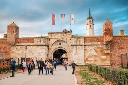 Photo for 02 December 2023, Belgrade, Serbia: Belgrade's Kalemegdan Fortress draws visitors to its ancient entrance, a historic gateway to Serbia's rich past. - Royalty Free Image