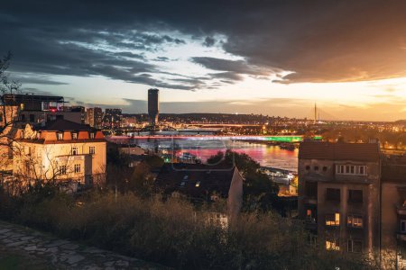 Photo for Discover the allure of Belgrade at twilight, a must-see destination for sightseeing and exploring the capital's rich history and culture. - Royalty Free Image