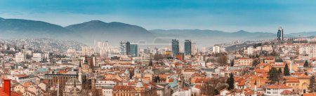 Sarajevo's enchanting cityscape, nestled amidst rolling hills, captures the essence of Bosnia's historic capital.