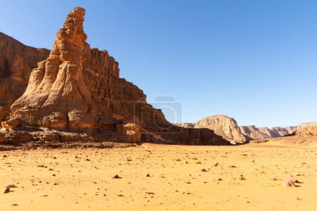 Photo for Amazing red rock formation. Sandstone  rock formations. Tamezguida or "The Cathedral" (La Cathedrale).  Tassili N'Ajjer National Park, Sahara, Algeria, Africa - Royalty Free Image