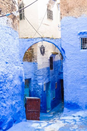 Photo for Blue city. Picturesque, narrow streets and alleys of the Medina. Chefchaouen, (Chaouen)  Morocco, Africa - Royalty Free Image