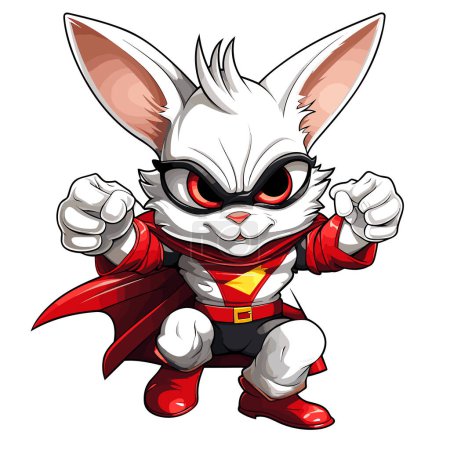 Cute and funny cartoon superhero bunny in vector pop art style. Template for t-shirt, sticker, etc.