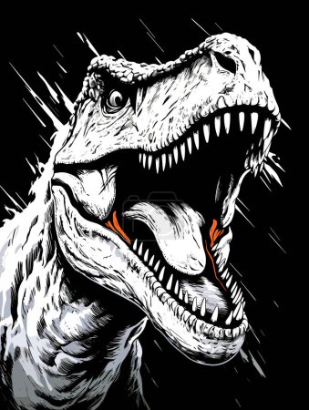 Jurassic World. Tyrannosaurus rex Dinosaurier Porträt im Vektor Pop Art Stil. Vorlage für Plakate, T-Shirts, Aufkleber usw..