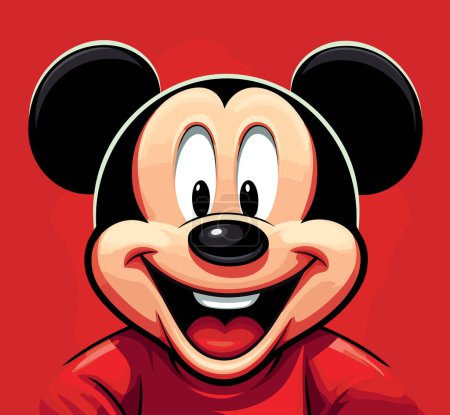 Happy and cheerful mouse in cartoon vector pop art style. Template for t-shirt, poster, sticker, etc.
