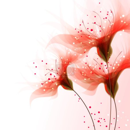 Photo for Vector background with red flowers. EPS 10. Contains transparent objects. - Royalty Free Image