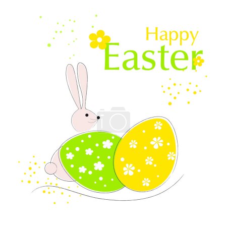 Photo for Easter decoration with easter eggs and easter bunny - Royalty Free Image