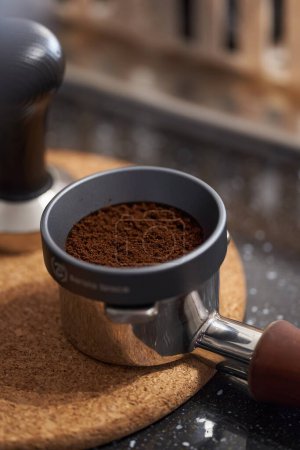 Photo for Closeup of barista professional tools, making high quality coffee espresso - Royalty Free Image