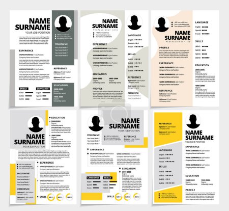 Professional resume template design. Business layout vector for job applications
