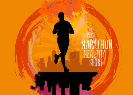 Illustration for Running man. Sport background ready for poster or banner, vector. - Royalty Free Image
