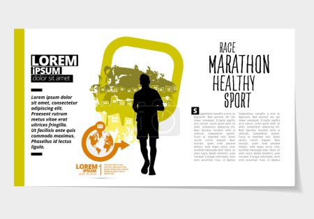 Téléchargez les illustrations : Marathon de course, les gens courent - illustration vectorielle - en licence libre de droit