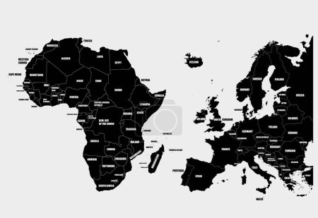 Téléchargez les illustrations : Carte du monde vectorielle, silhouette grise isolée, modèle d'illustration - en licence libre de droit