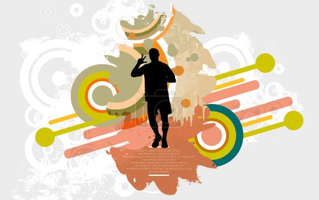 Ilustración de Correr maratón, la gente corre, fondo deportivo listo para cartel o banner vector ilustración - Imagen libre de derechos