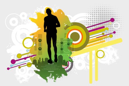 Illustration for Running marathon, people run, sport background ready for poster or banner vector illustration - Royalty Free Image