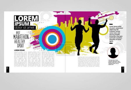 Ilustración de Revista de impresión o libro electrónico con tema deportivo en segundo plano, vector fácil de editar - Imagen libre de derechos