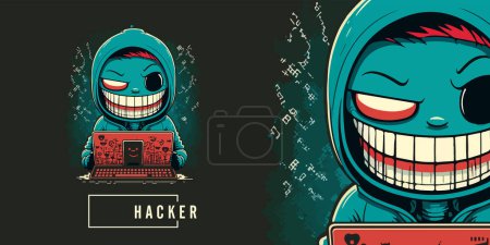 Téléchargez les illustrations : Professional hackers are using laptop in planning attacks. - en licence libre de droit