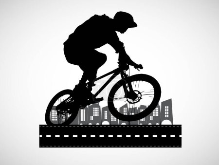 Ilustración de BMX jinete en el fondo abstracto, vector deportivo - Imagen libre de derechos