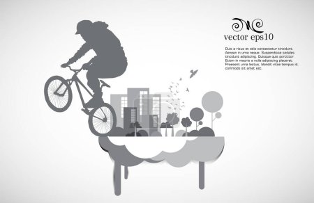 Illustration for BMX rider on the abstract background, sport vector - Royalty Free Image
