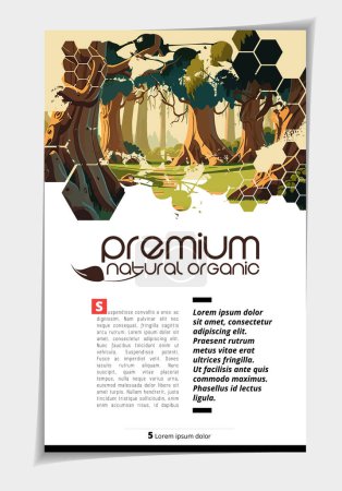Ilustración de Brochure template flyer with nature landscape background. Cartoon style. - Imagen libre de derechos