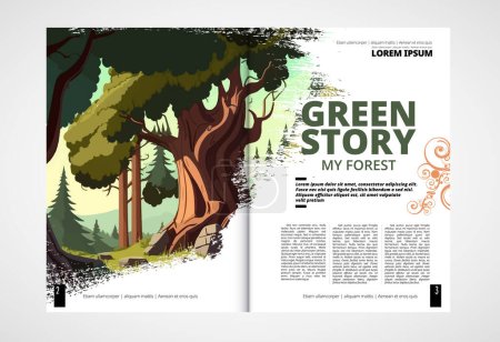 Ilustración de Eco brochure layout with nature landscape background, vector illustration ready for use. - Imagen libre de derechos