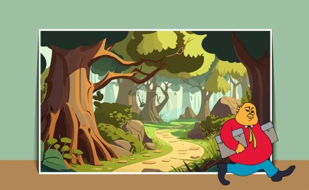 Illustration for Illustration of a trees and graphic of jungle and businessman - Royalty Free Image