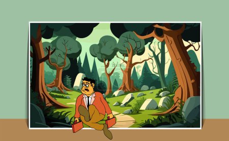 Ilustración de Ilustración de un árbol y gráfico de selva y hombre de negocios - Imagen libre de derechos