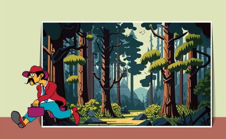 Ilustración de Ilustración de un árbol y gráfico de selva y hombre de negocios - Imagen libre de derechos
