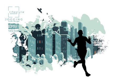 Ilustración de Gente activa. Hombre huyendo. Hombre corriendo para promover la buena salud. - Imagen libre de derechos