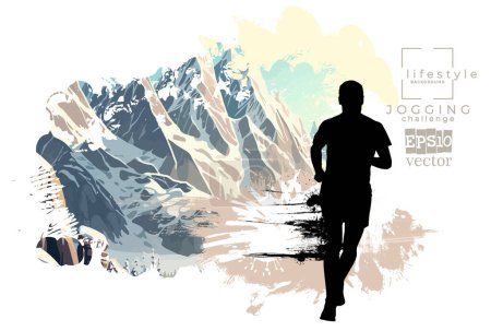 Illustration for Running man. Sport background ready for poster or banner, vector. - Royalty Free Image