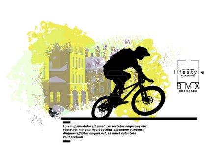 Illustration for BMX rider, active young person doing tricks on a bicycle - Royalty Free Image