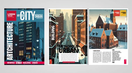Ilustración de Impresión de revista de viajes, diseño de folleto fácil de editar, ilustración vectorial - Imagen libre de derechos
