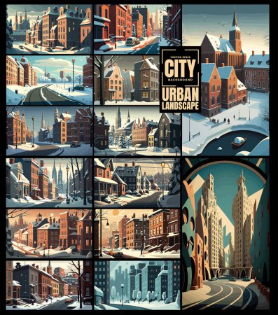 Ilustración de Ilustración vectorial con paisaje urbano - Imagen libre de derechos