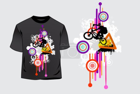 Illustration for Design of a cycling jersey with a graphic sport template - Royalty Free Image